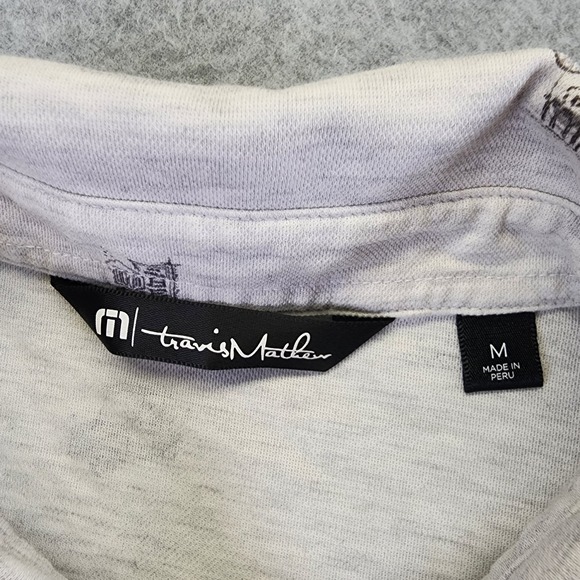 Travis Mathew Polo Mens M Shirt Tropical Golf‎ Cart Beer Cocktail All Over Print - Picture 4 of 8